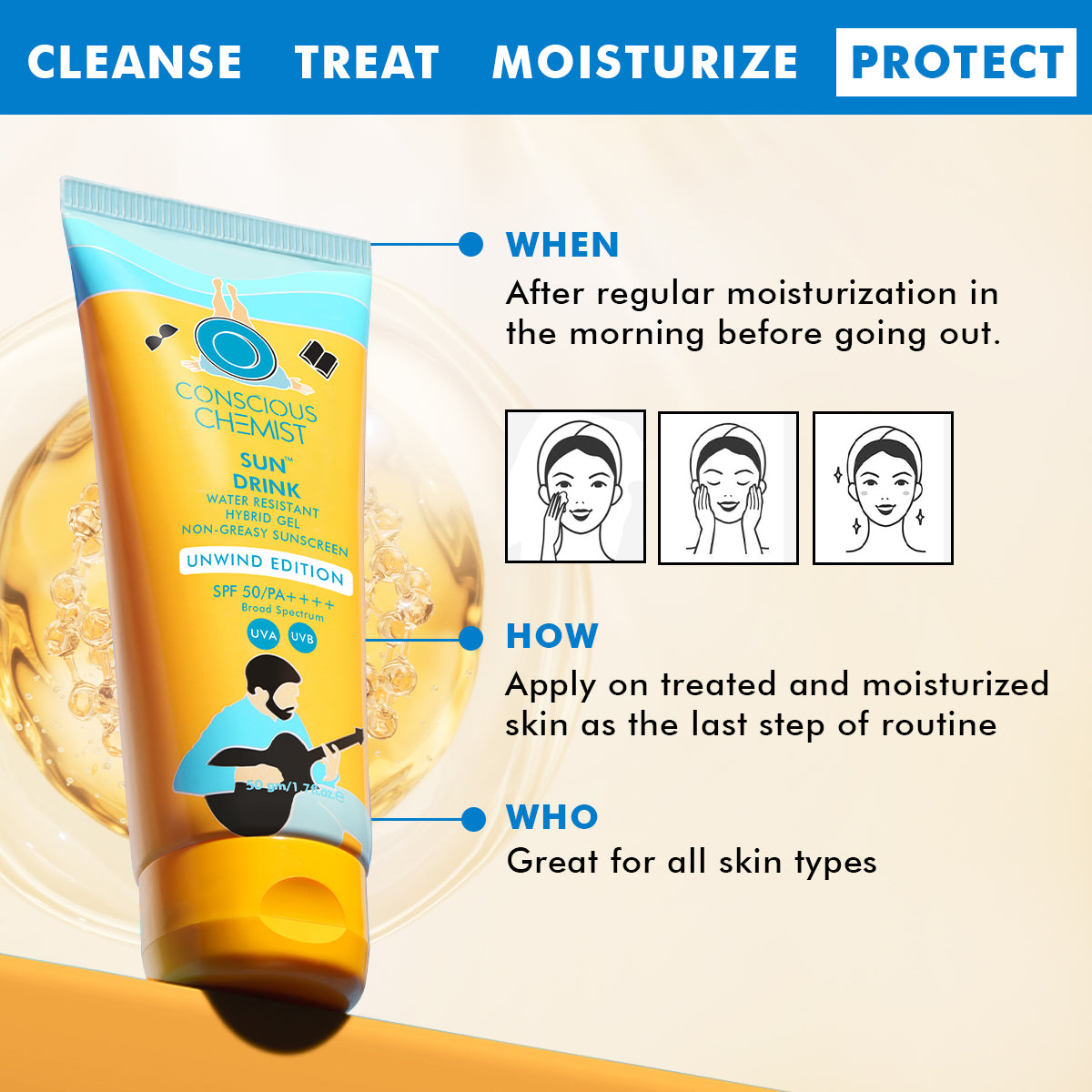 Sun Drink Unwind Edition Ceramide Sunscreen | SPF 50 PA++++ | 50 gms | AF