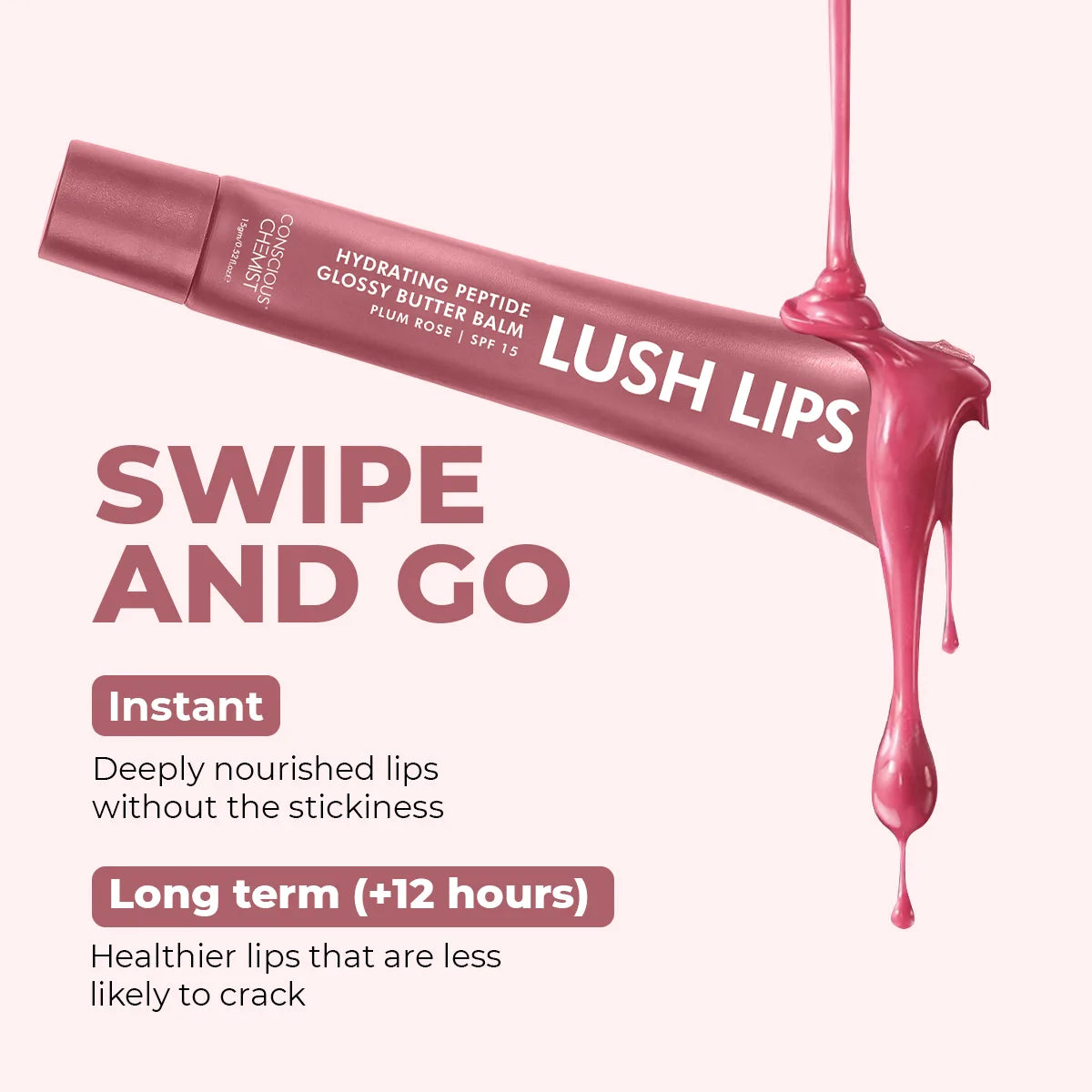 Glossy Peptide Lip Balm | Plum Rose | Hydrates & Plumps | Lush Lips - 15 Gms