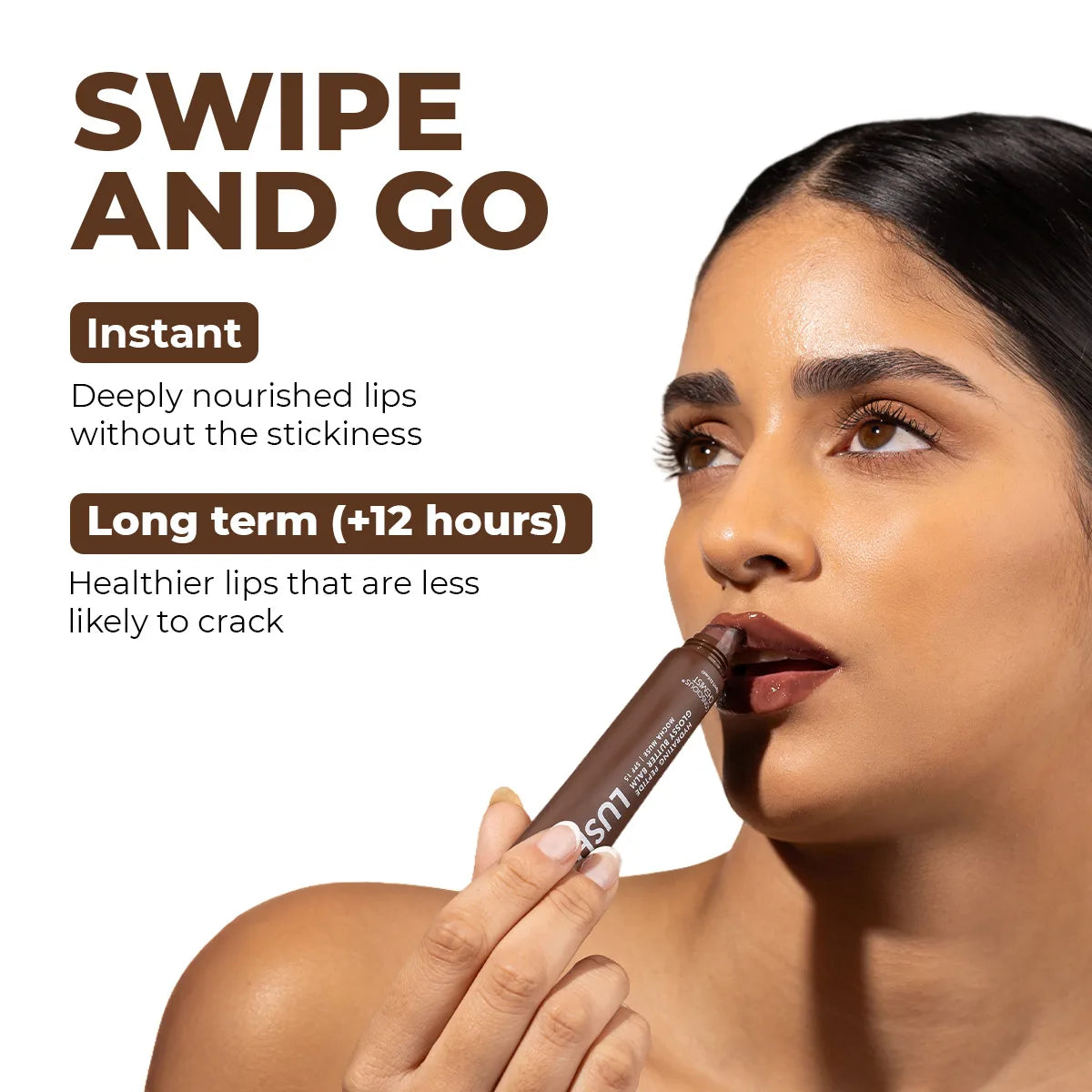 Glossy Peptide Lip Balm | Mocha Muse | Hydrates & Plumps | Lush Lips - 15 Gms
