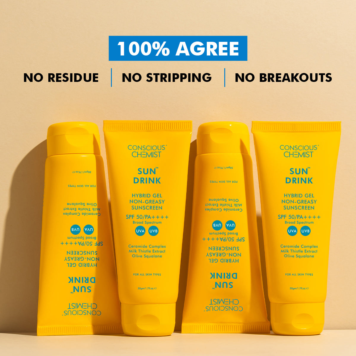 Ceramide Sunscreen | SPF50 PA++++ | Dewy, Lightweight, & Oil-Free | 50 gm