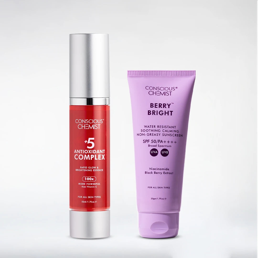 Antioxidant Brightening Duo | 5 Antioxidant Serum & Berry Bright Sunscreen | Combo