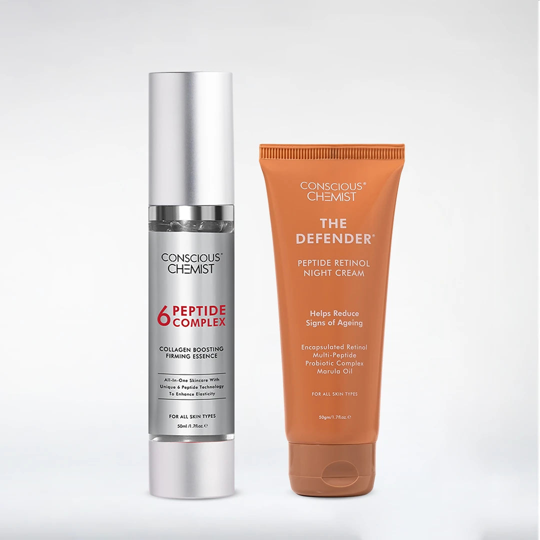 Age Defence Duo | 6 Peptide Booster Serum & Defender Retinol Night Cream | Combo
