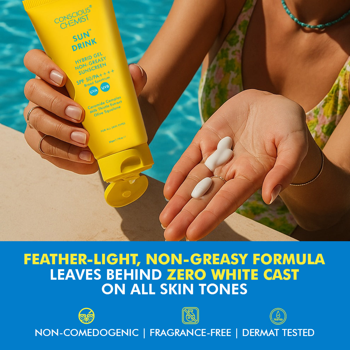 Ceramide Sunscreen | SPF50 PA++++ | Dewy, Lightweight, & Oil-Free | 50 gm