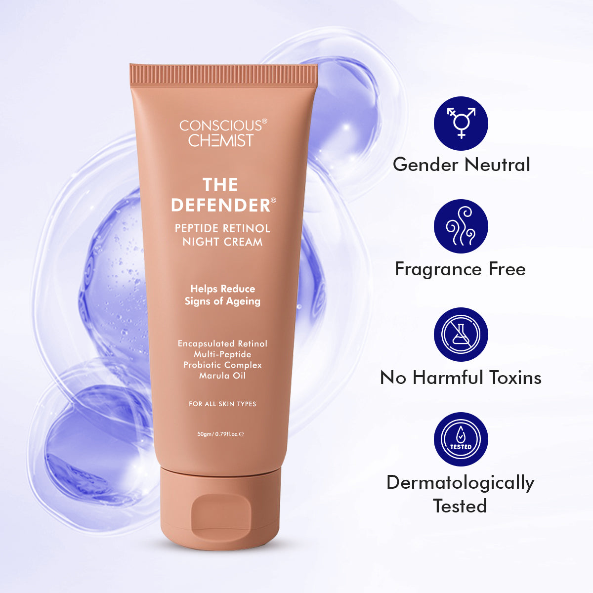 Defender Multi Peptide Retinol Night Anti Ageing Cream | 50 gms