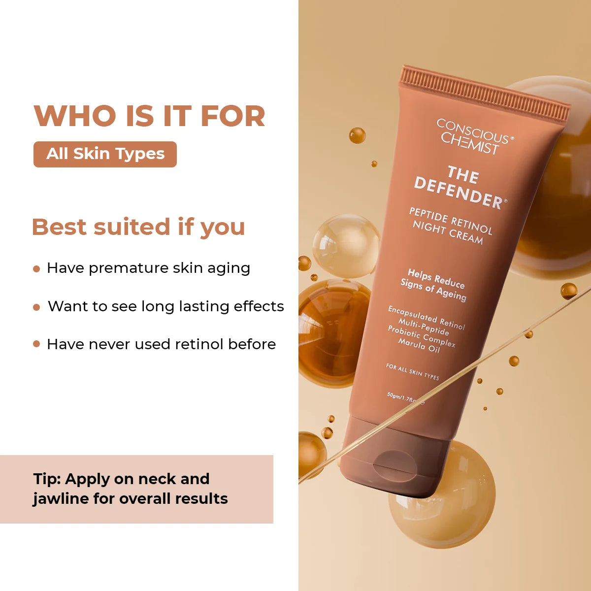 Defender Multi Peptide Retinol Night Anti Ageing Cream