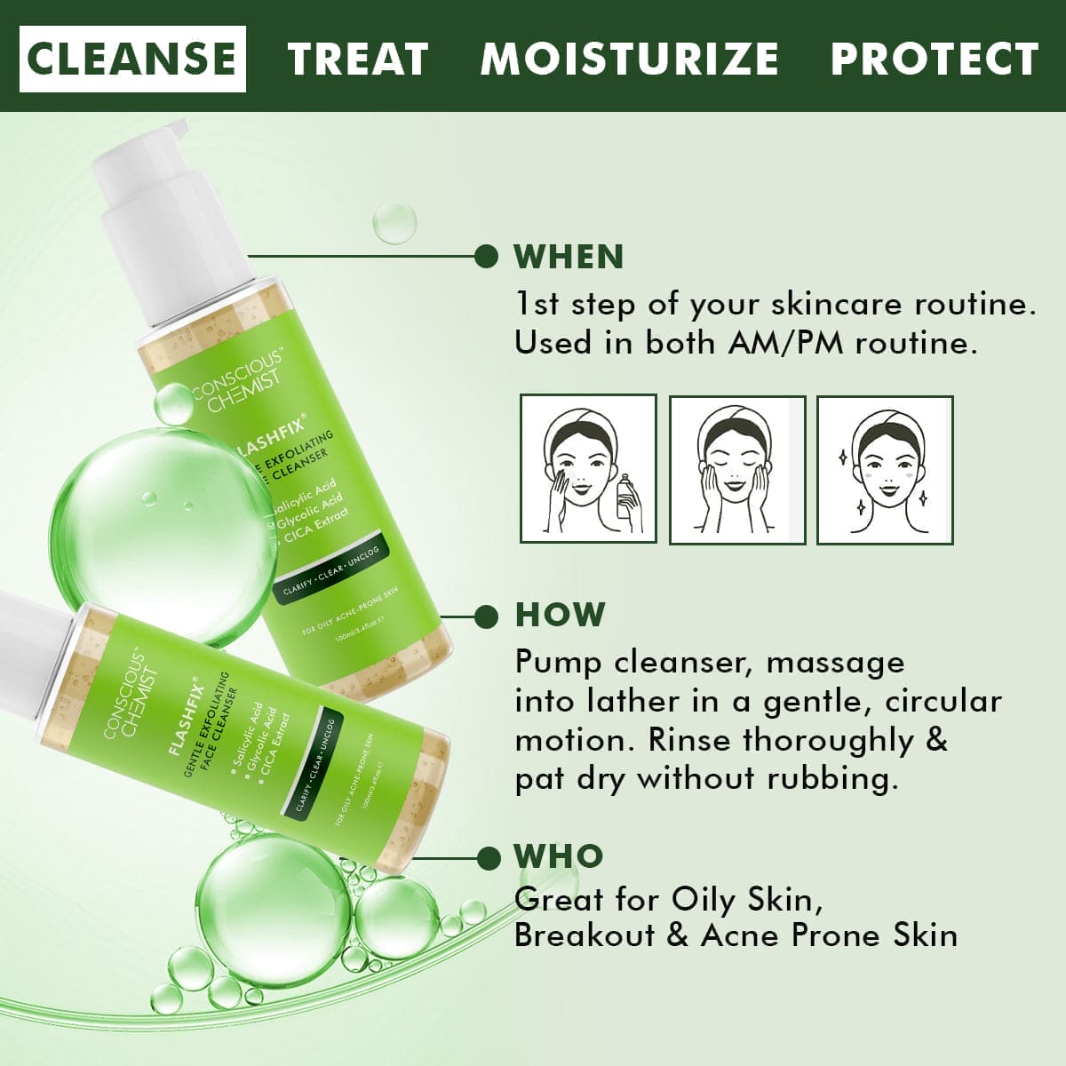 Exfoliating & Oil Control Face Wash | AHA, BHA & CICA Extract | 100 ml