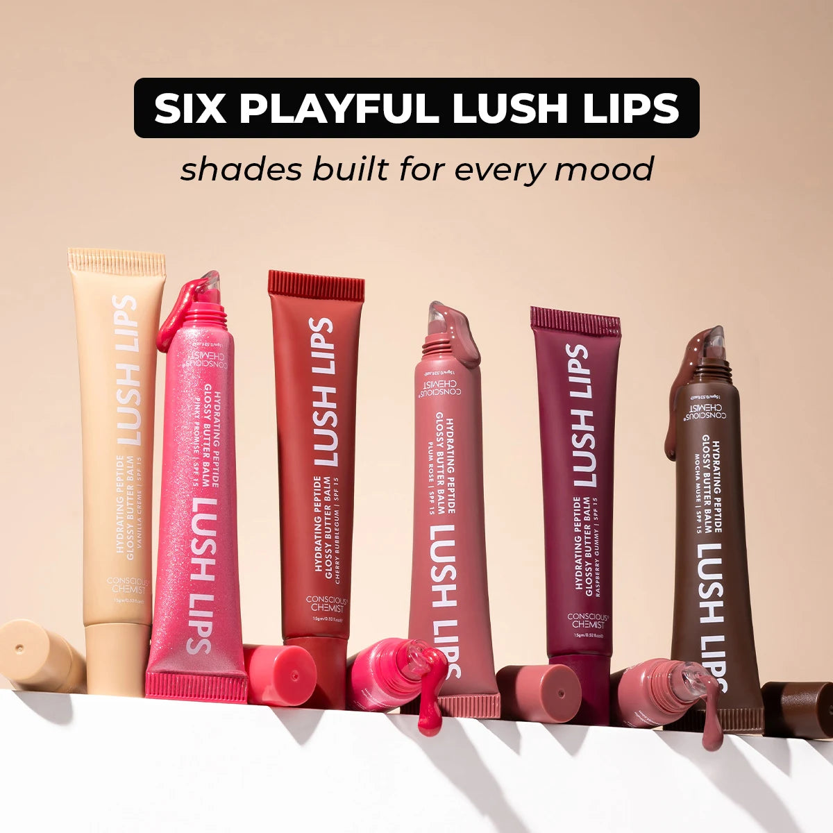 Lush Lips Gift Pack | Glossy Peptide Lip Balms | 15 gms ( Pack of 3 )
