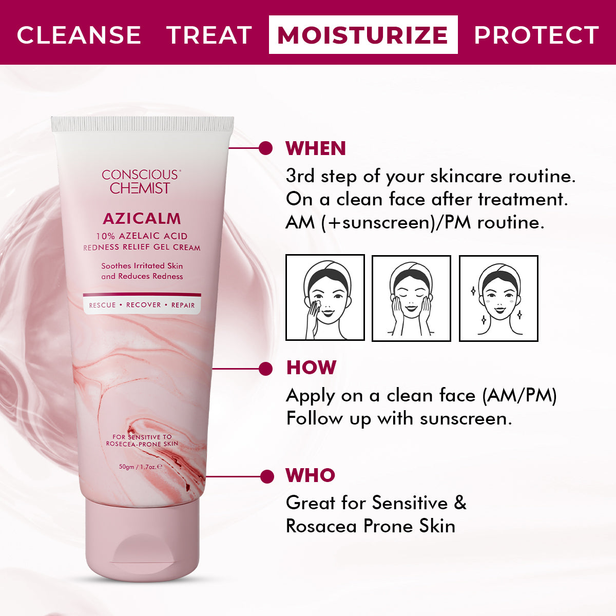 Azicalm Redness & Inflammation Relief Cream | 10% Azelaic Acid | 50 gms