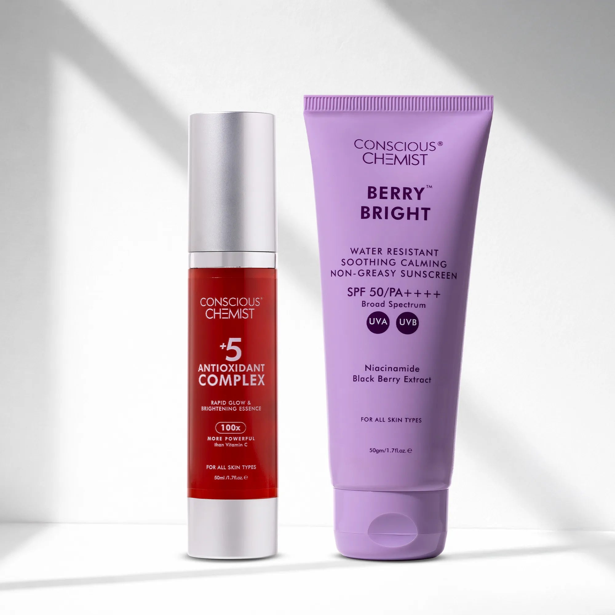 Antioxidant Brightening Duo | 5 Antioxidant Serum & Berry Bright Sunscreen | Combo