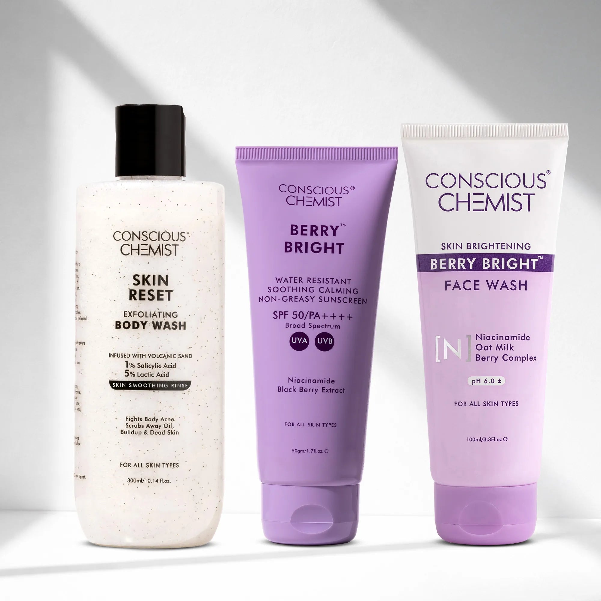 Face & Body Clarifying Routine | Body Wash, Face Wash & Sunscreen | Combo