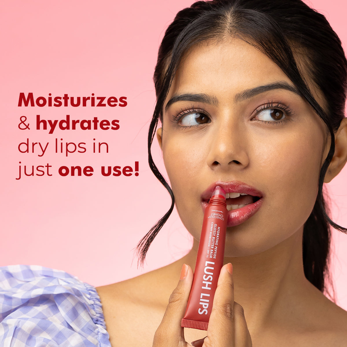 Glossy Peptide Lip Balm (Pack Of 2) | Cherry Bubblegum | 12 Hrs Hydration | 2x15 Gms