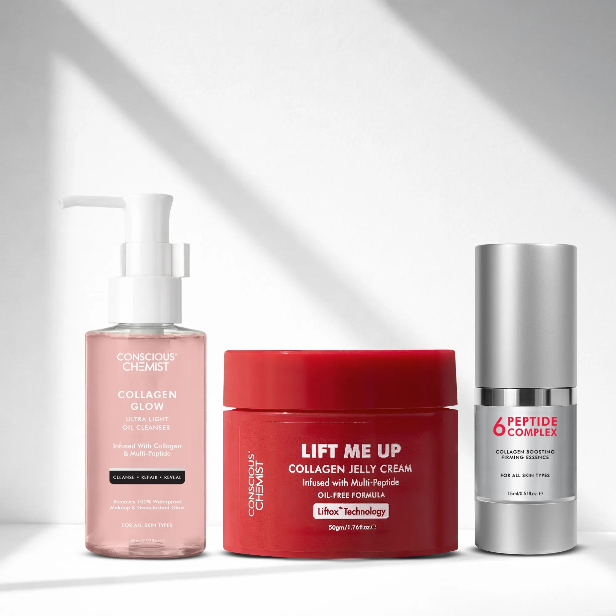 Collagen Boost Routine | Oil Cleanser, 6 Peptide Serum & Collagen Jelly Cream | Combo