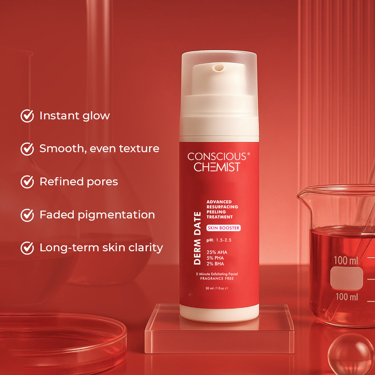 Derm Date Resurfacing Chemical Peel Treatment Serum | 30 ml | Slashed