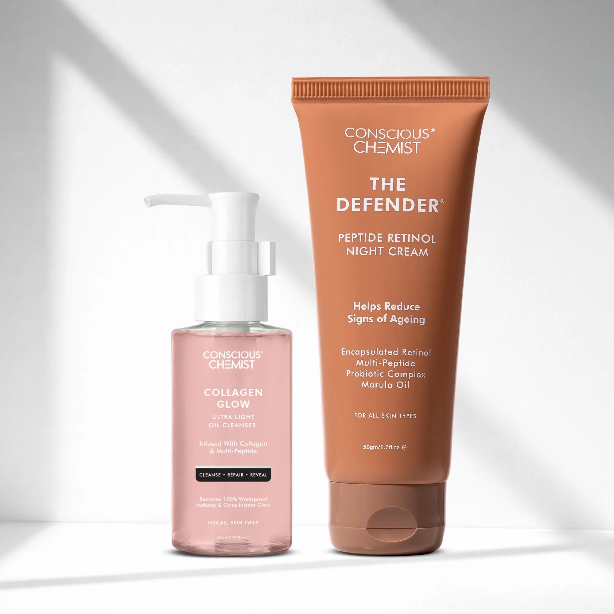Retinol Renewal Duo | Collagen Glow Oil Cleanser & Defender Night Cream | Combo