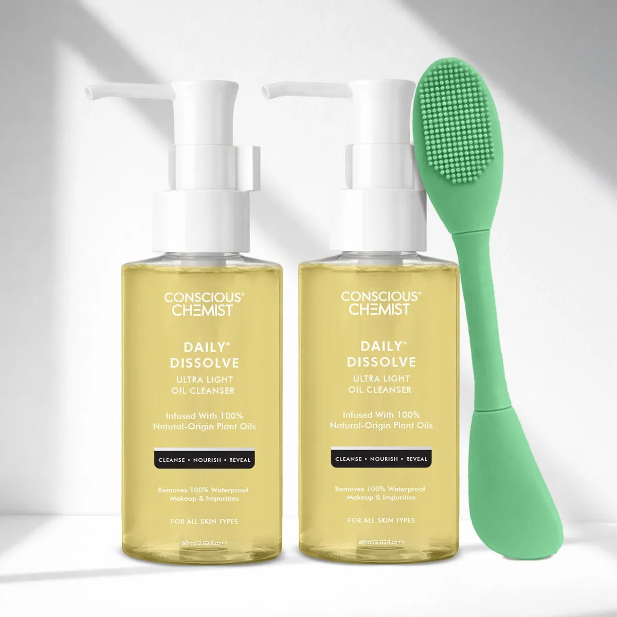 Makeup Removal Trio | Daily Dissolve Cleanser Mini -2 x 50 ml & Silicone Brush