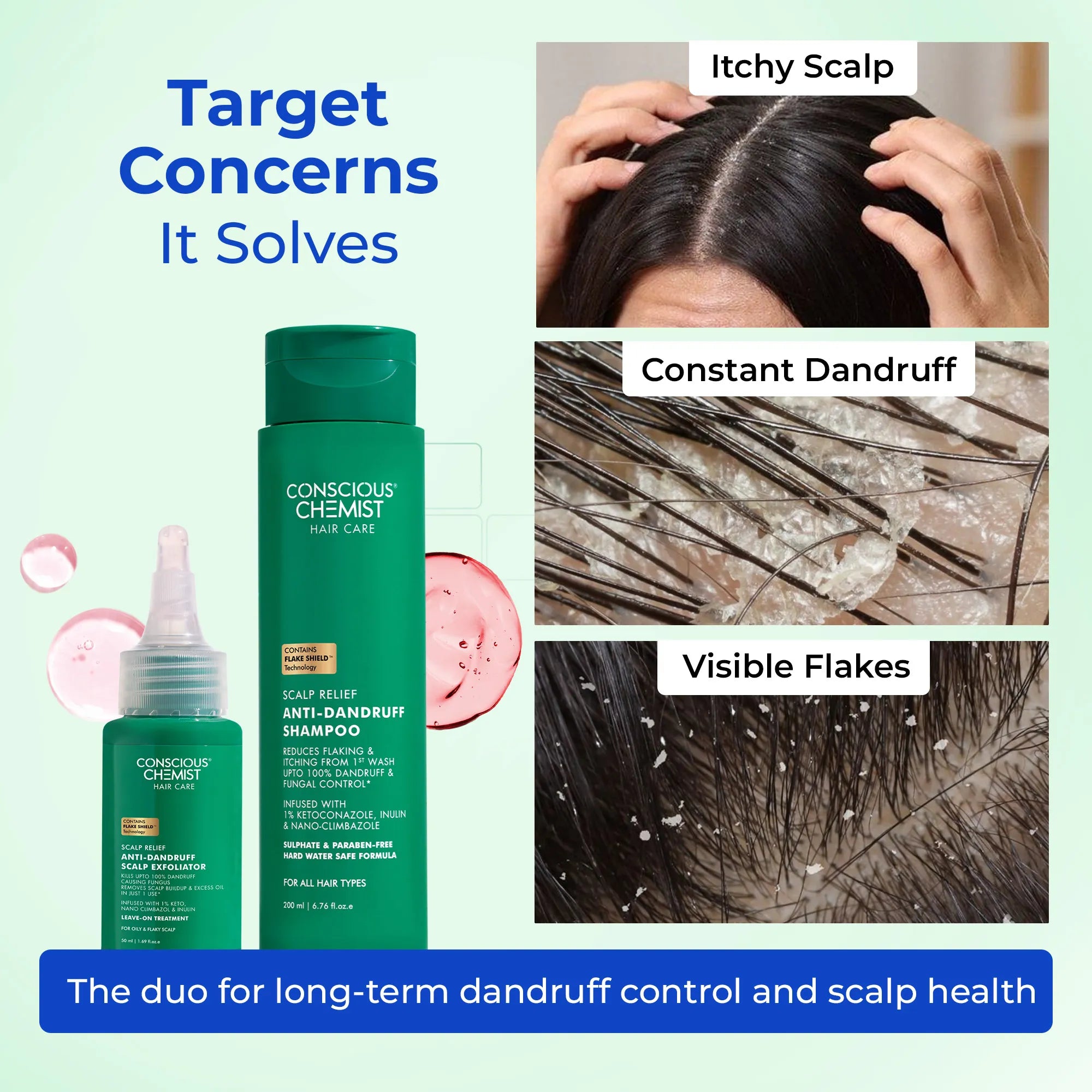 Anti-Dandruff Scalp Relief Duo | Scalp Exfoliator & Shampoo | Haircare