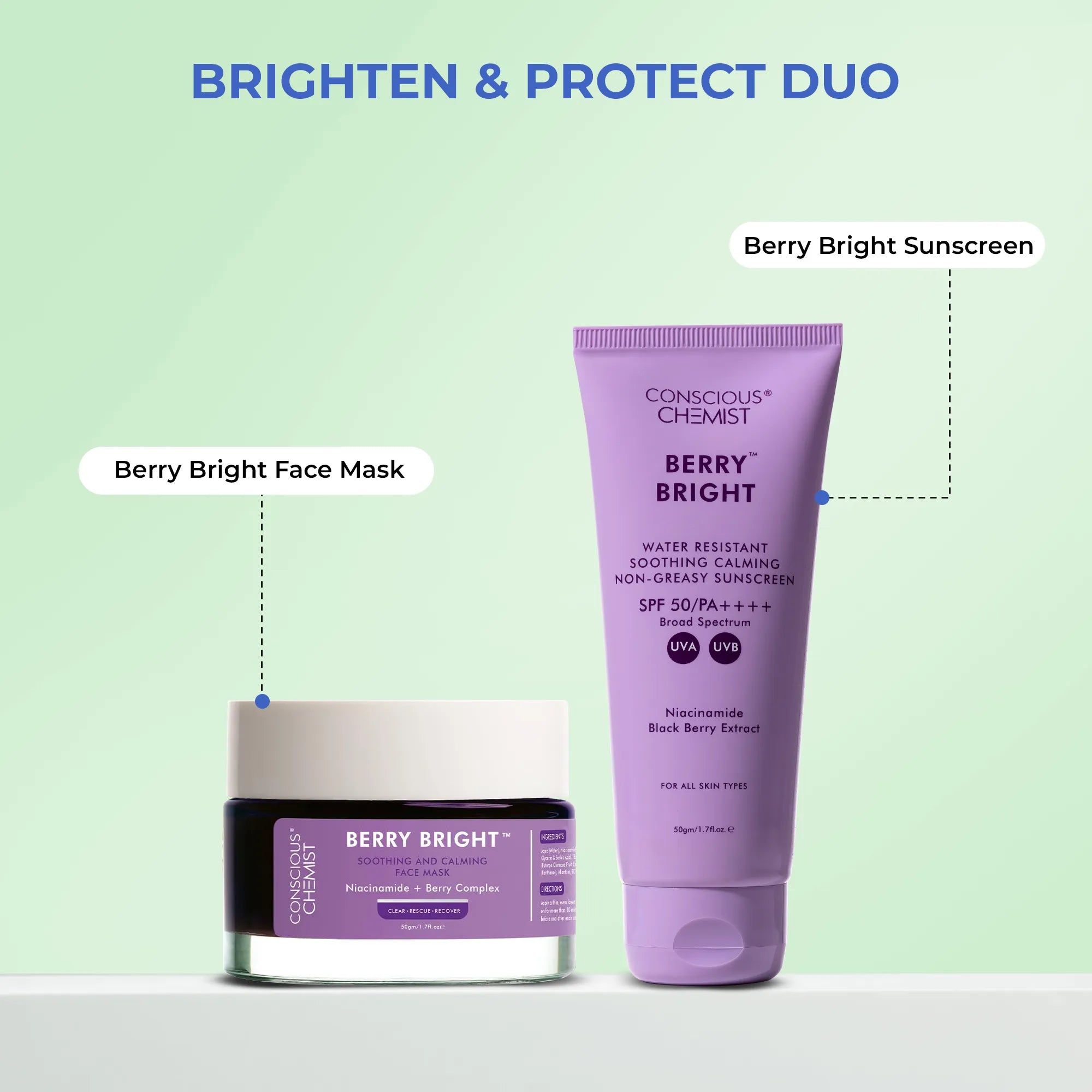 Brighten & Protect Duo | Berry Bright Face Mask & Sunscreen | Combo