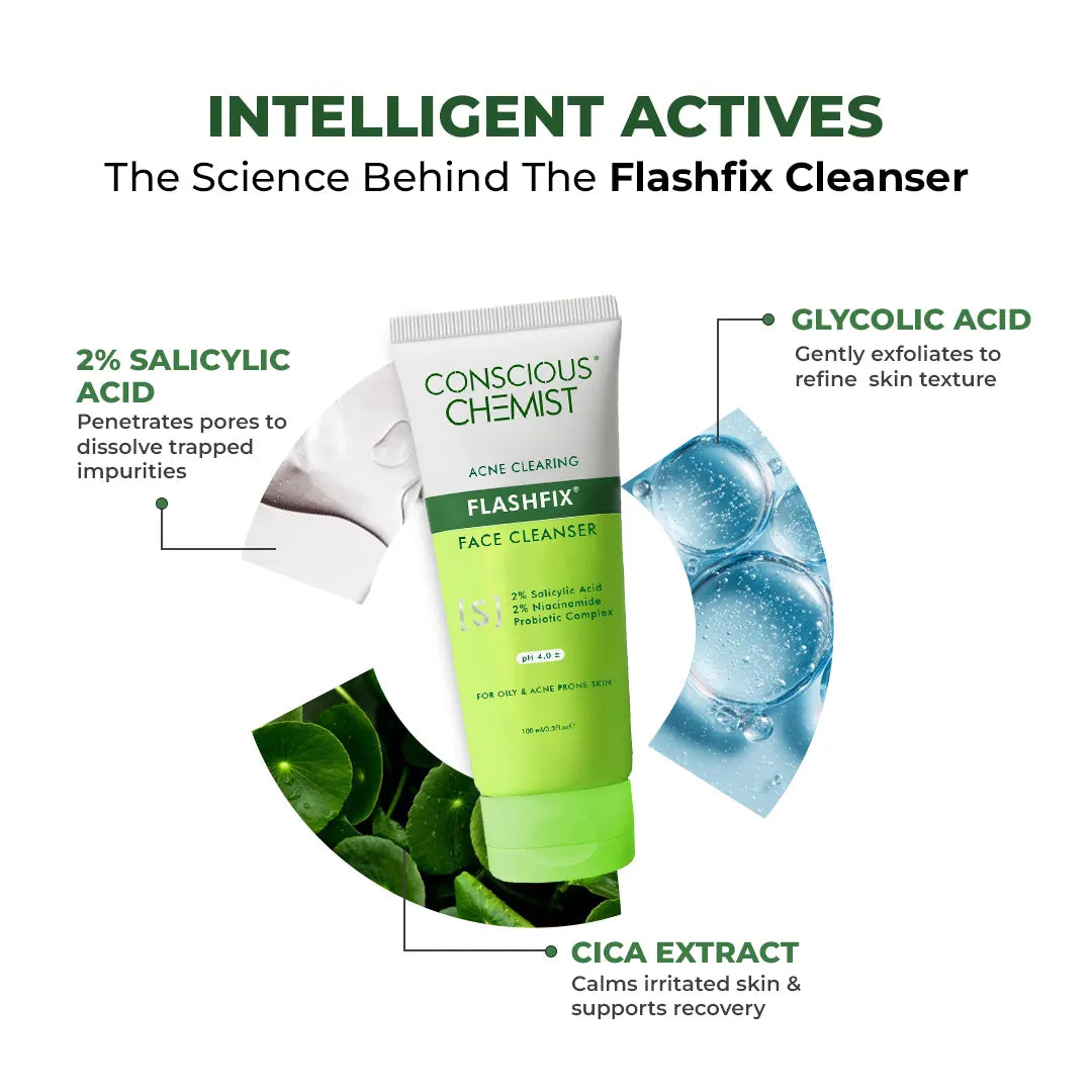 Oil Control & Acne Clearing Exfoliating Face Wash | AHA, BHA & CICA Extract | 100 ml