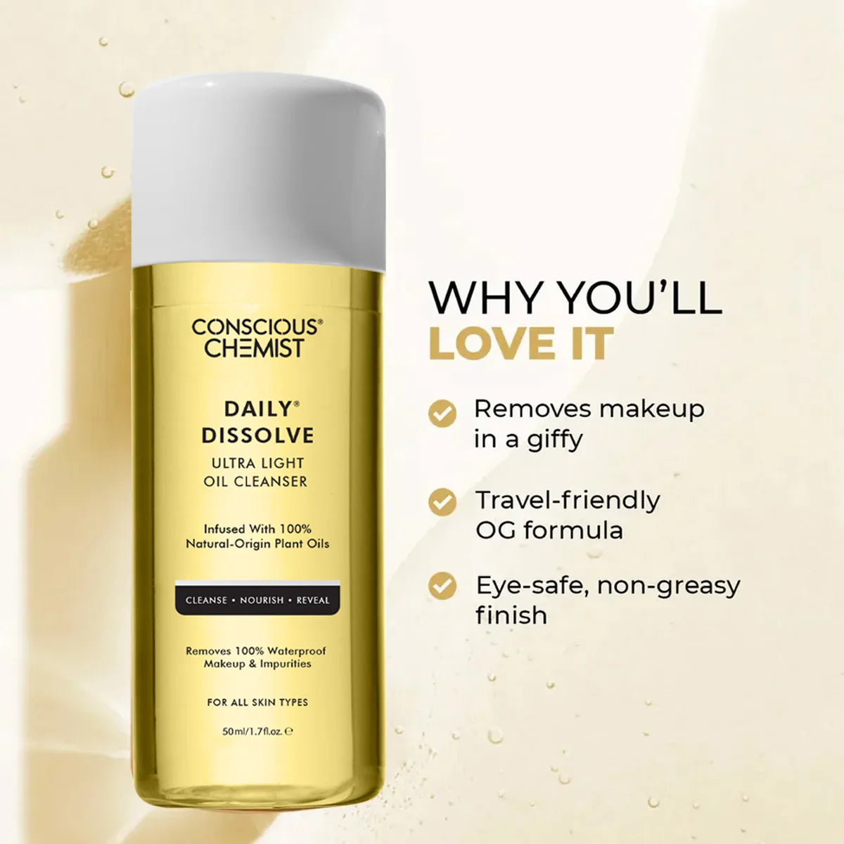 Makeup Removal Trio | Daily Dissolve Cleanser Mini - 50 ml & Silicone Brush