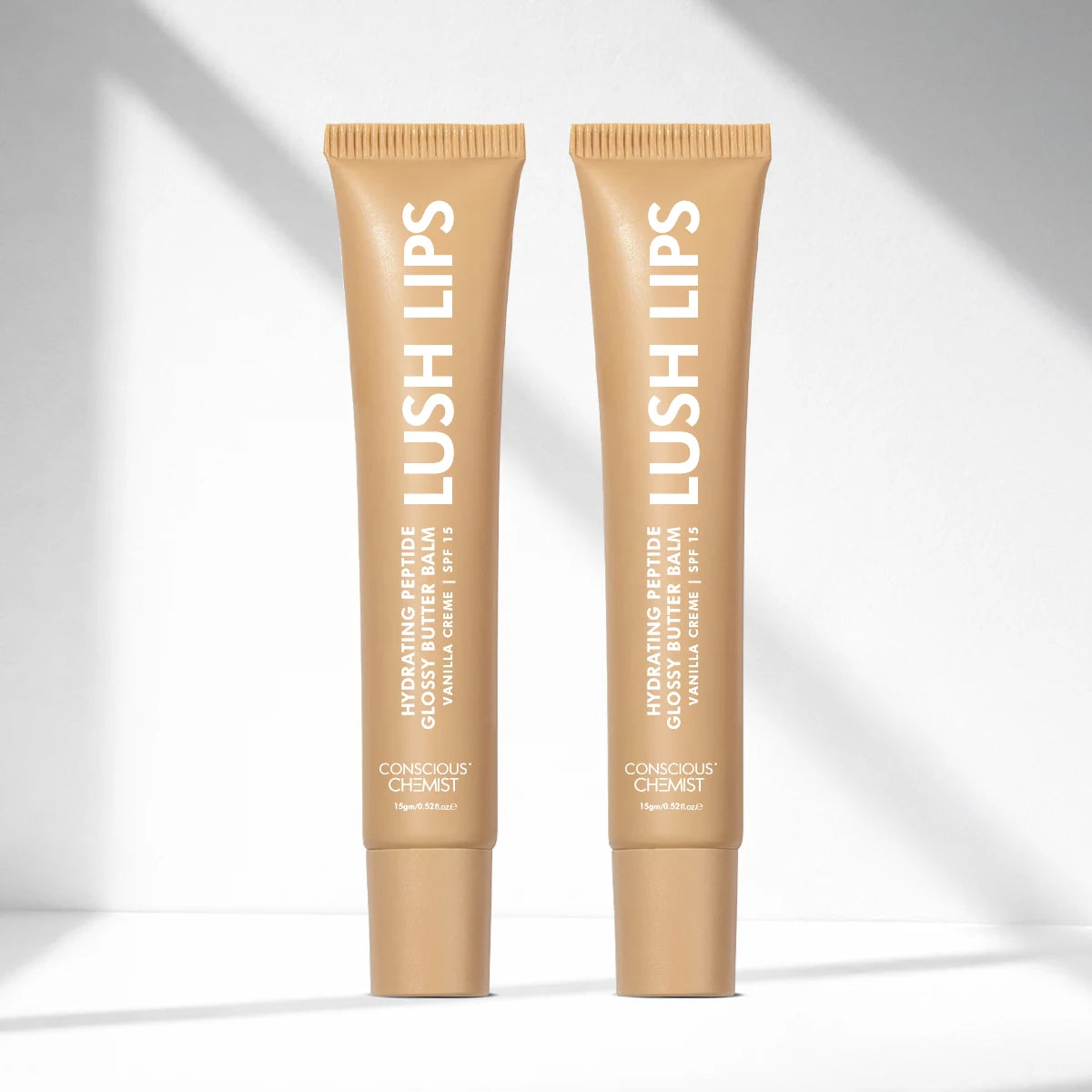 Glossy Peptide Lip Balm (Pack Of 2) | Vanilla | 12 Hrs Hydration | 2x15 Gms