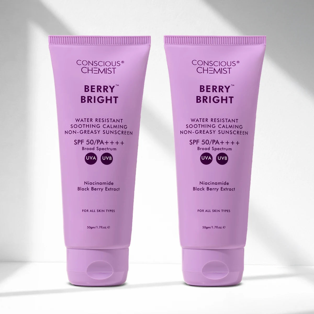 Berry Bright Sunscreen( Pack Of Two ) | SPF 50 PA ++++ & Water Resistant | 2x50 Gms
