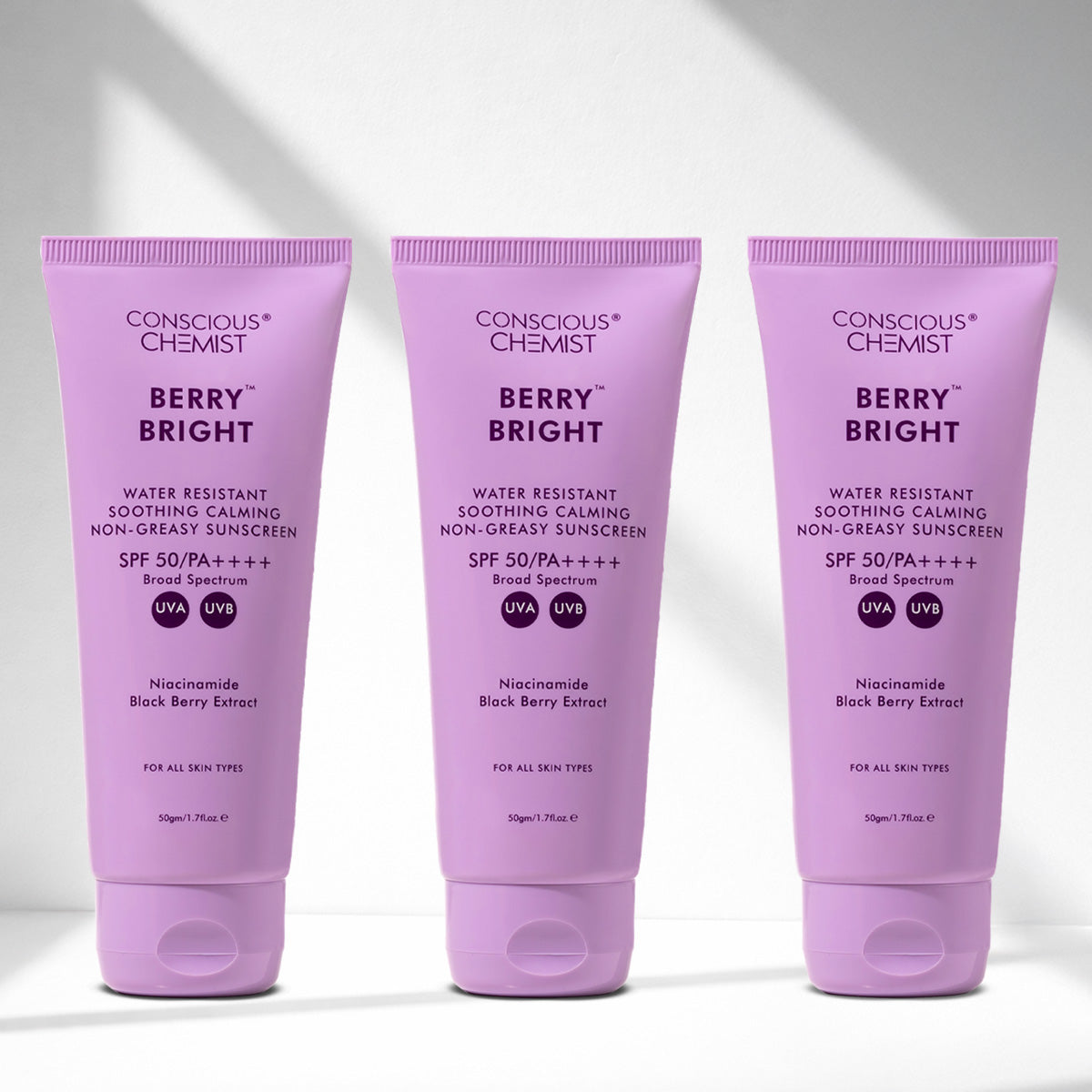 Berry Bright Sunscreen( 3x50 Gms) | SPF 50 PA ++++ & Water Resistant | Pack Of Three