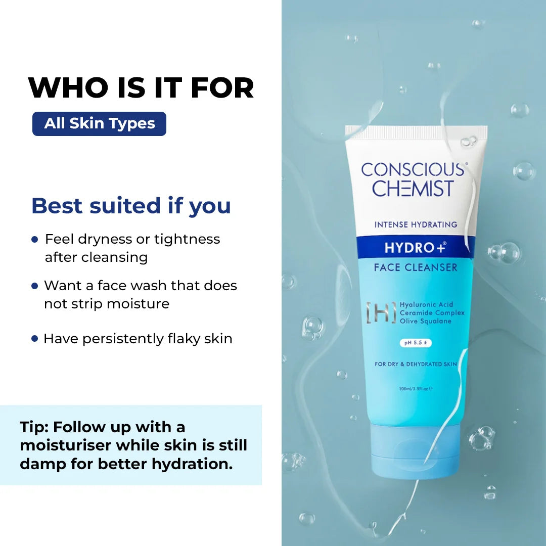 Hydrating Face Wash For Dry Skin | Hyaluronic Acid & Ceramides | 100 ml