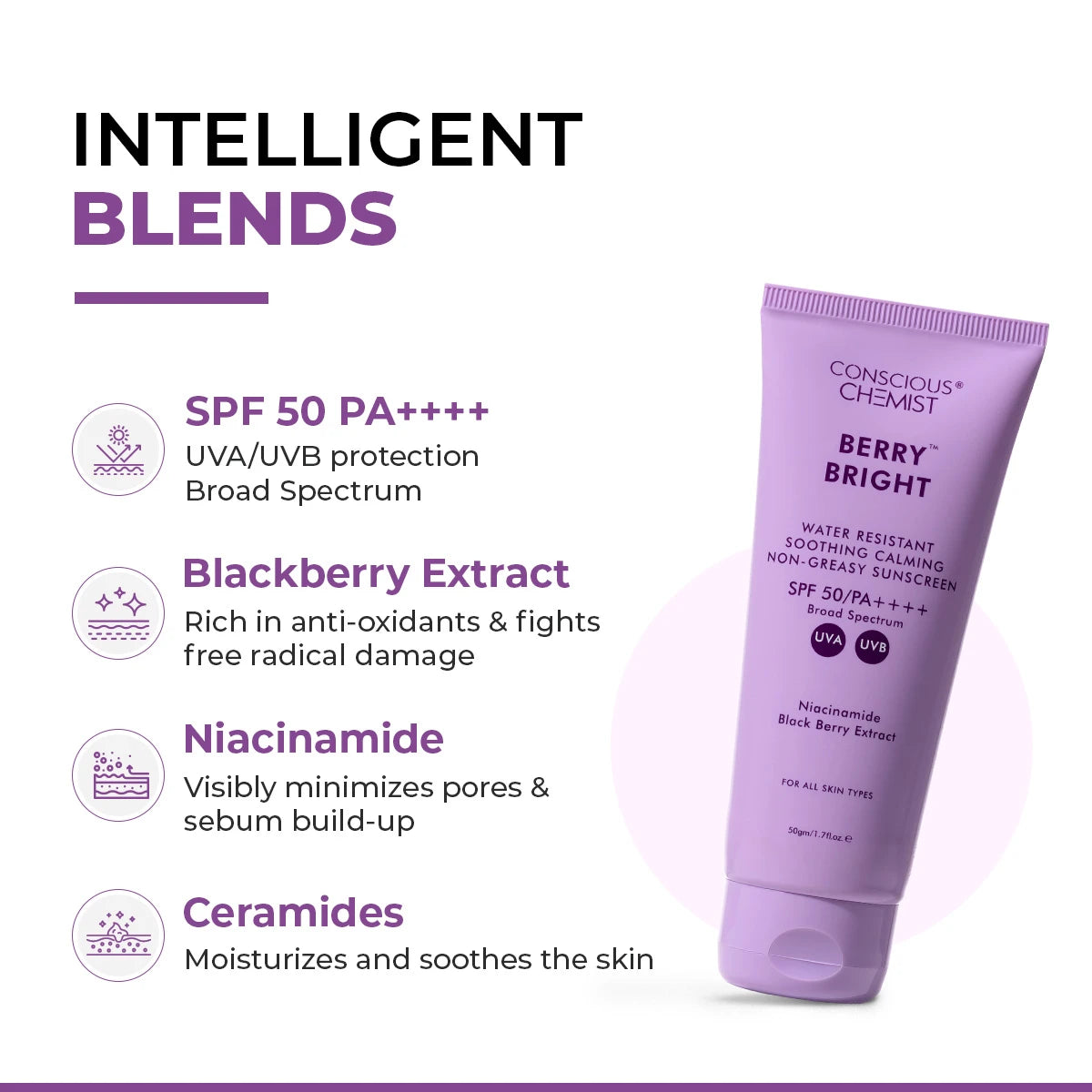 Berry Bright Sunscreen | SPF50 PA ++++ | 50 Gm