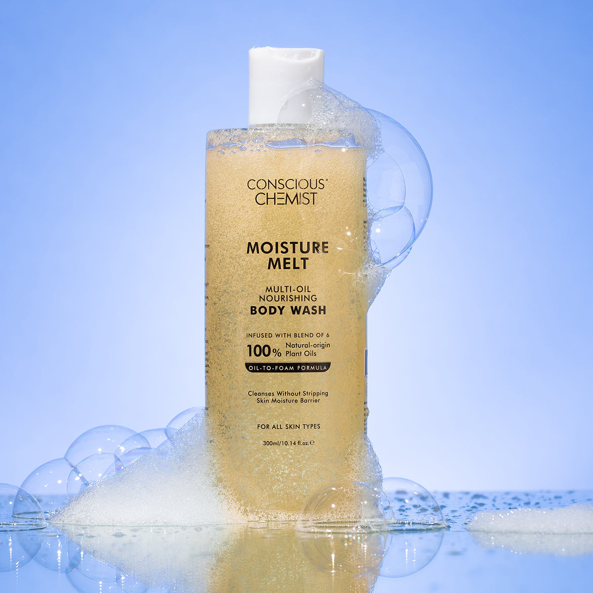 Conscious Chemist Moisture Melt Multi-Oil Nourishing Body Wash with oil-to-foam formula and plant-based ingredients