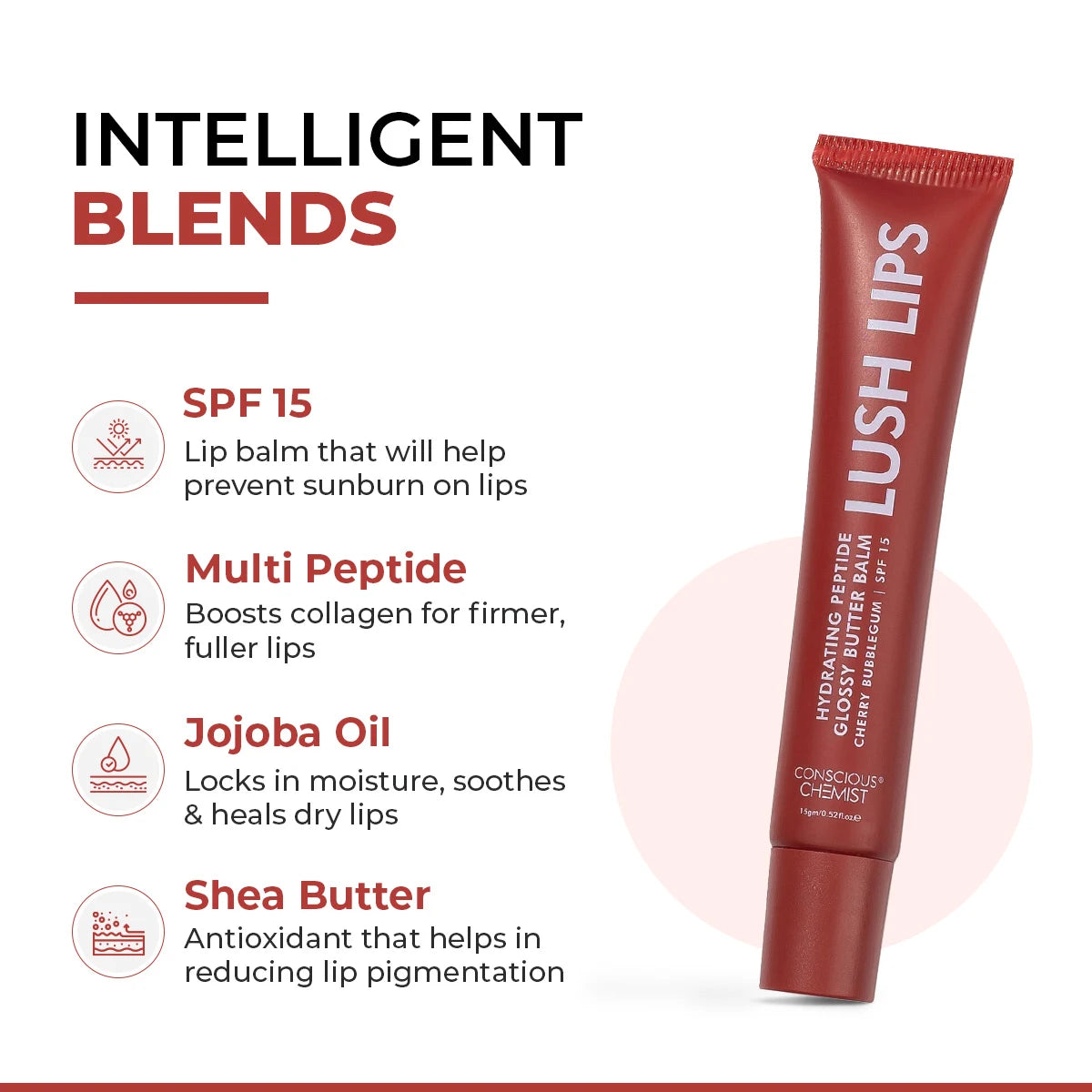 Glossy Peptide Lip Balm | 12 Hrs Hydration | Lush Lips - 15 gms