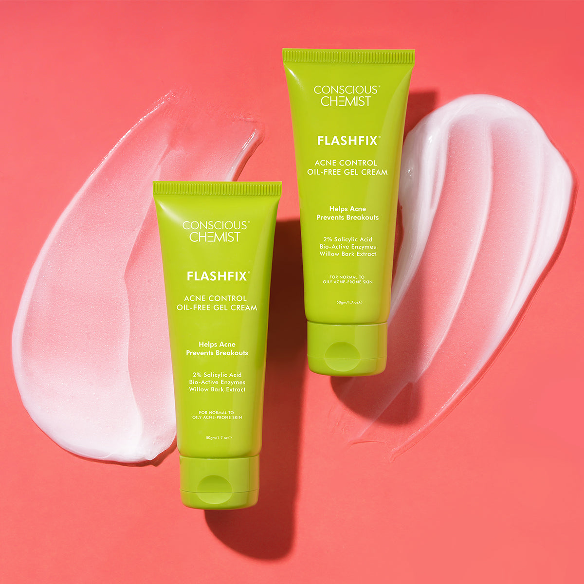 Conscious Chemist Flashfix Acne Control Oil-Free Gel Cream with 2% Salicylic Acid for oily and acne-prone skin