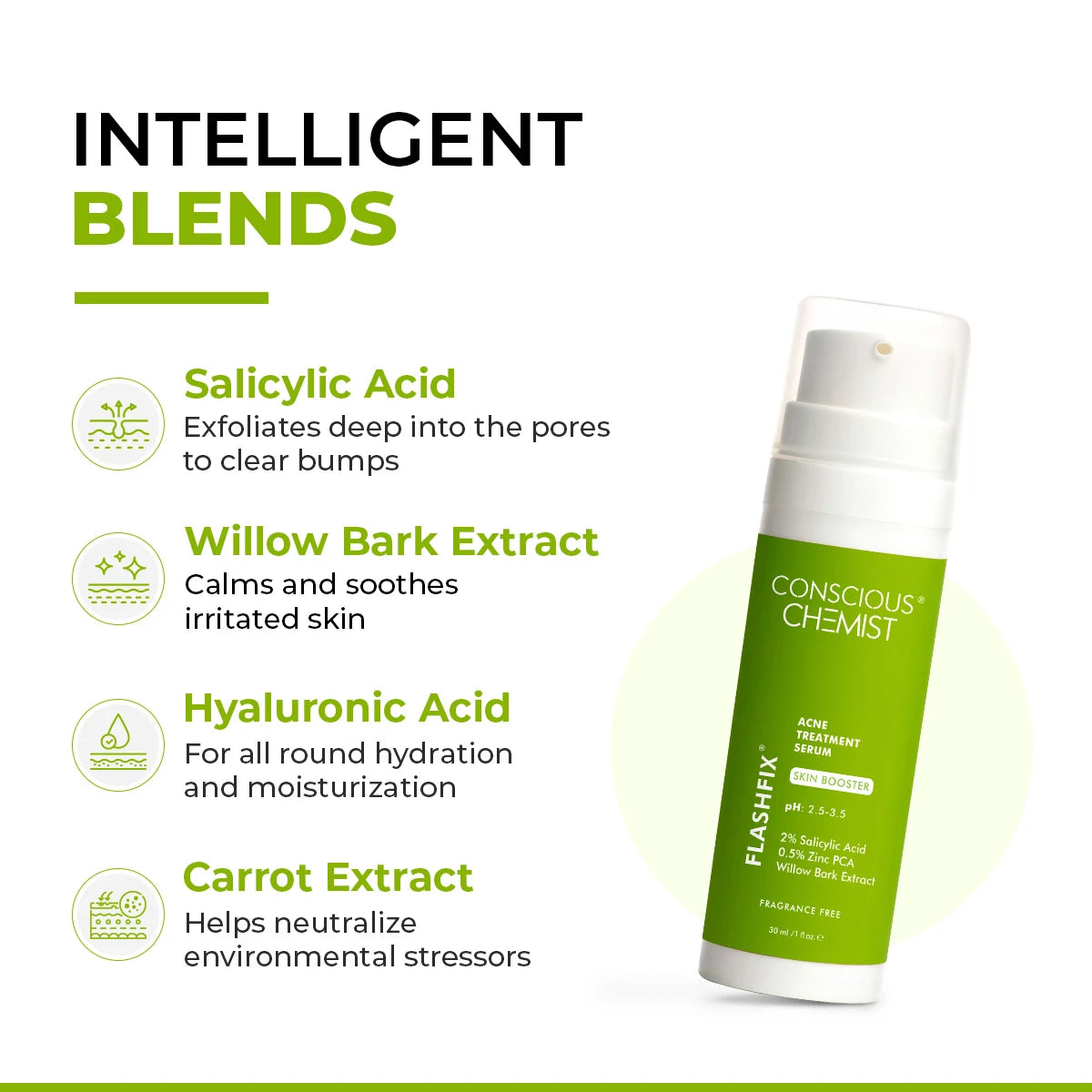 FlashFix Acne Treatment Serum | 2% Salicylic Acid & Willow Bark | 30 ml