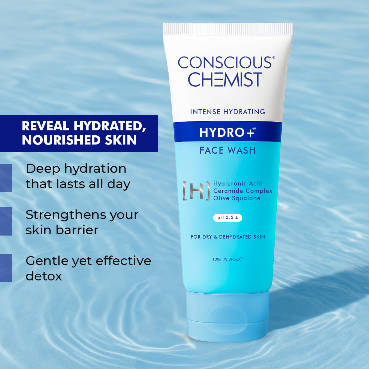 Hydrating Face Wash For Dry Skin | Hyaluronic Acid & Ceramides | 100 ml