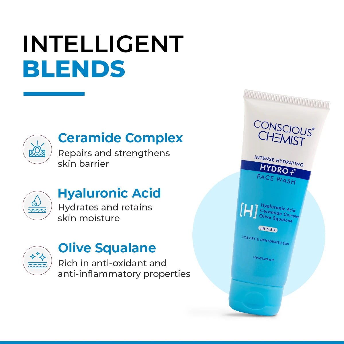 Hydrating Face Wash For Dry Skin | Hyaluronic Acid & Ceramides | 100 ml