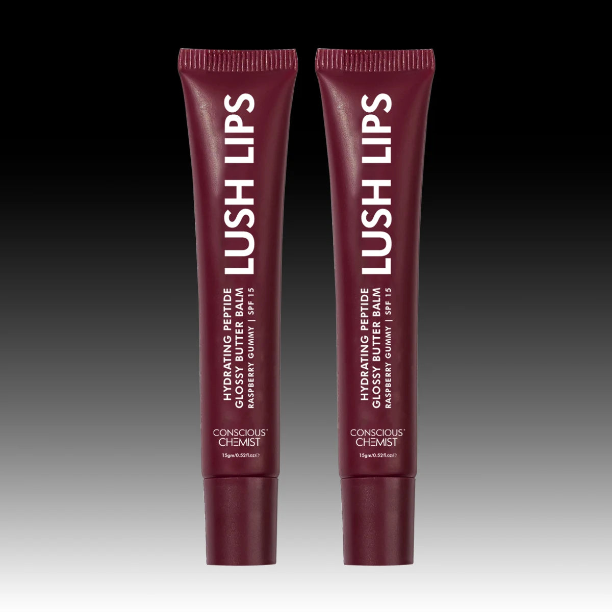 Glossy Peptide Lip Balm (Pack Of 2) | Raspberry | 12 Hrs Hydration | 2x15 Gms