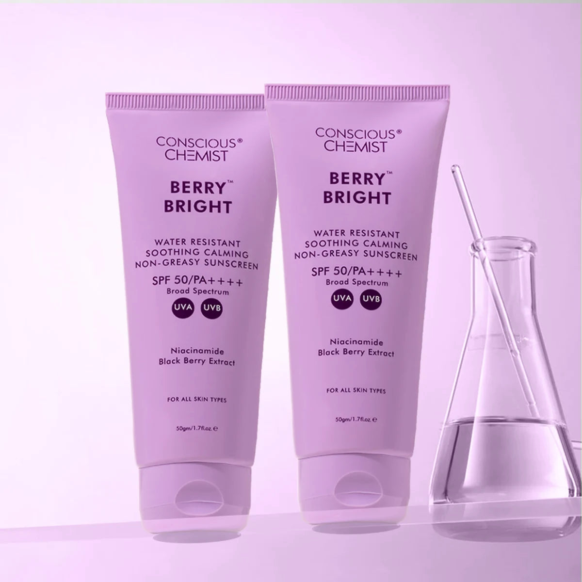Berry Bright Sunscreen( Pack Of Two ) | SPF 50 PA ++++ & Water Resistant | 2x50 Gms