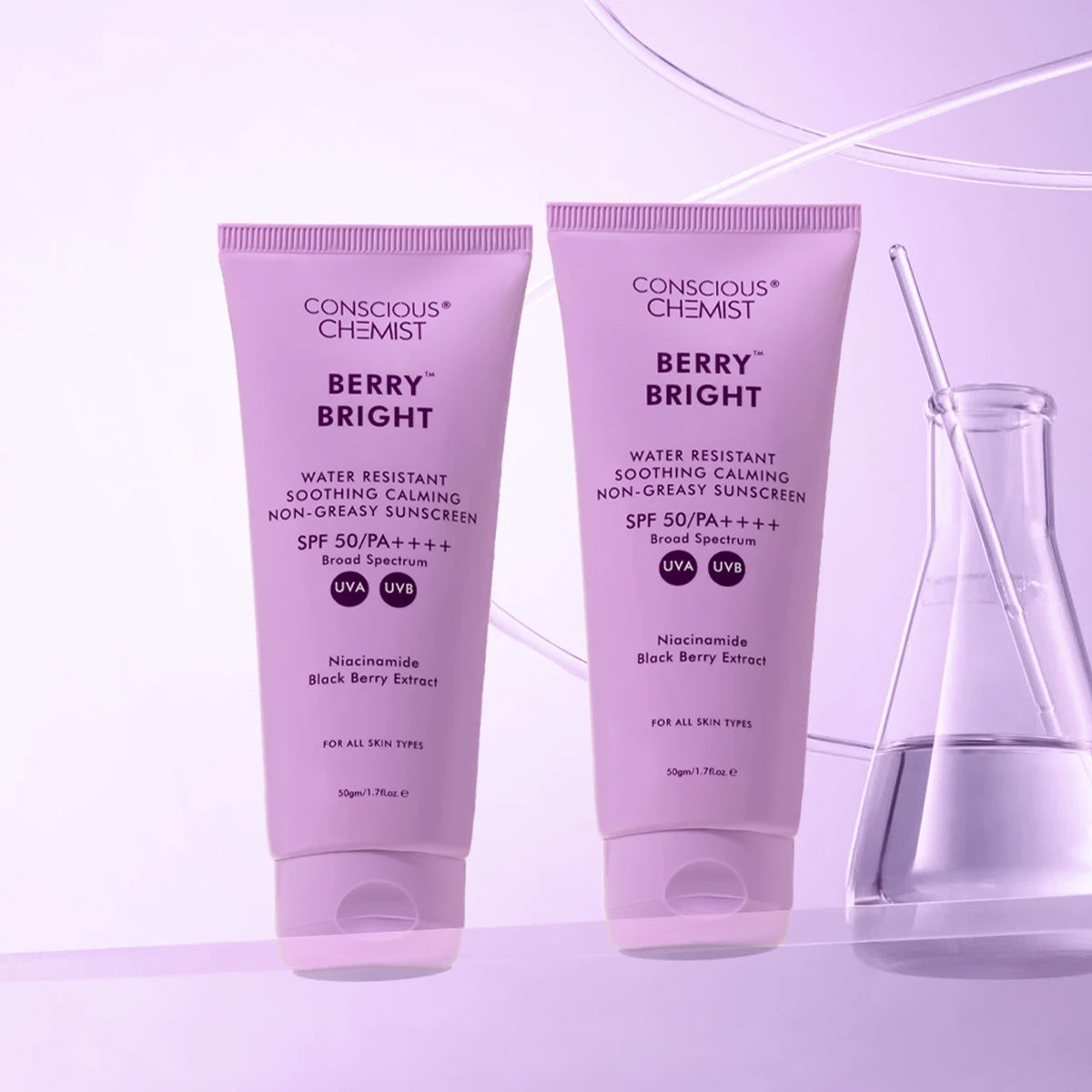 Berry Bright Sunscreen( Pack Of Two ) | SPF 50 PA ++++ & Water Resistant | 2x50 Gms