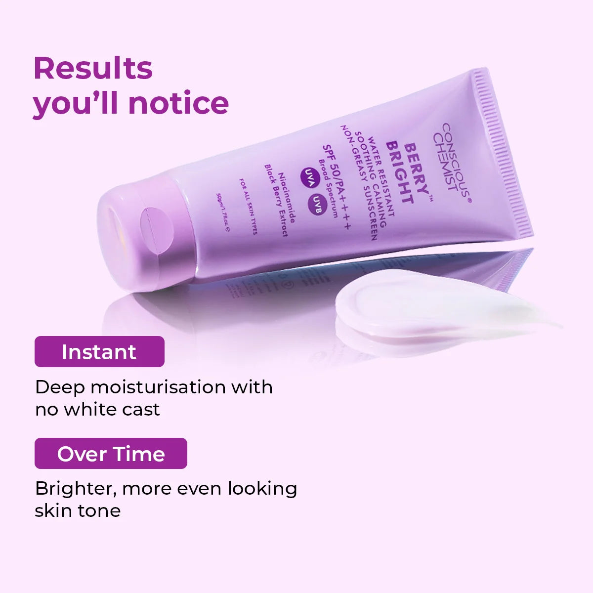 Berry Bright Sunscreen | SPF50 PA ++++ | 50 Gm