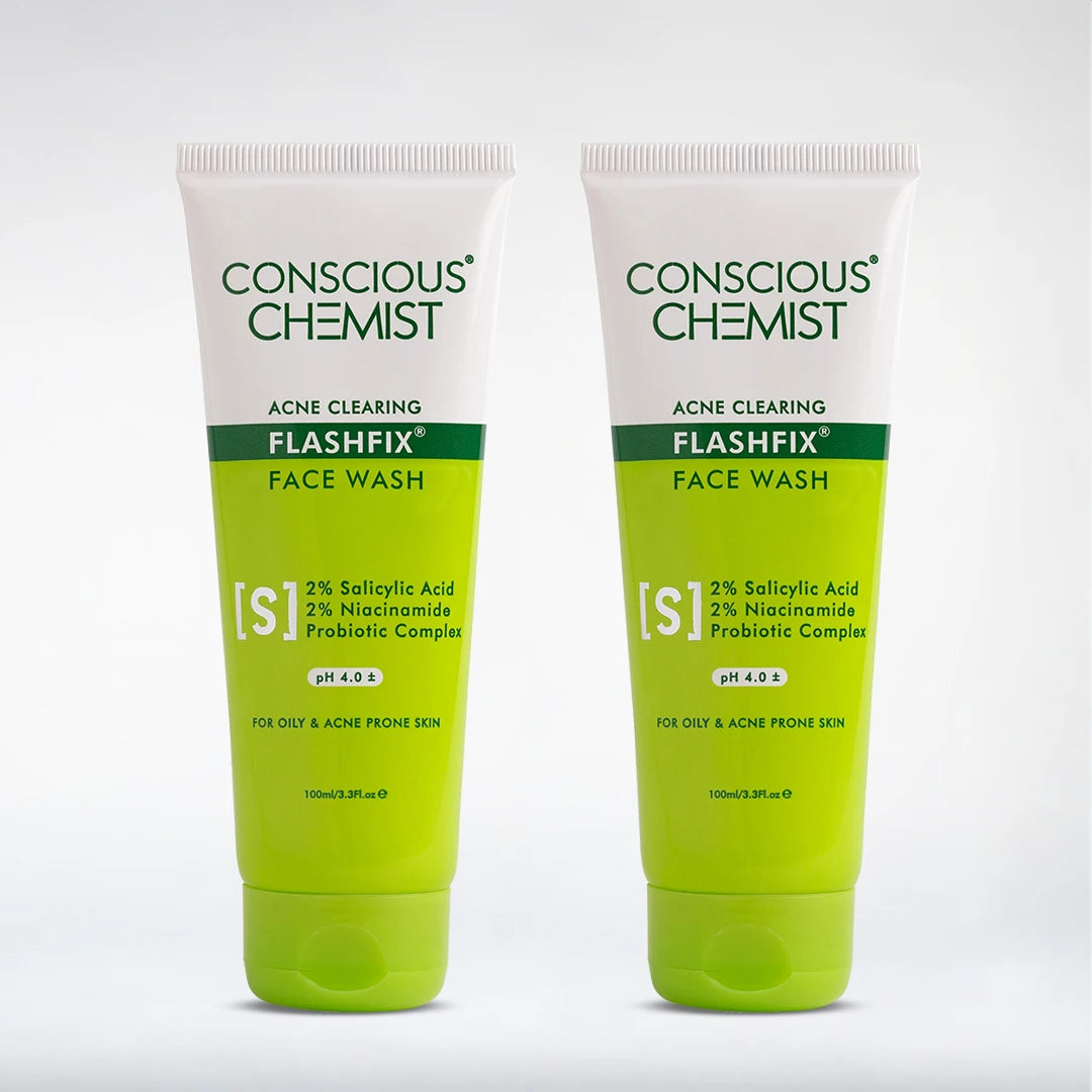 Flashfix Acne Clearing Face Wash (Pack Of 2) | AHA, BHA & CICA Extract | Super Saver Sale