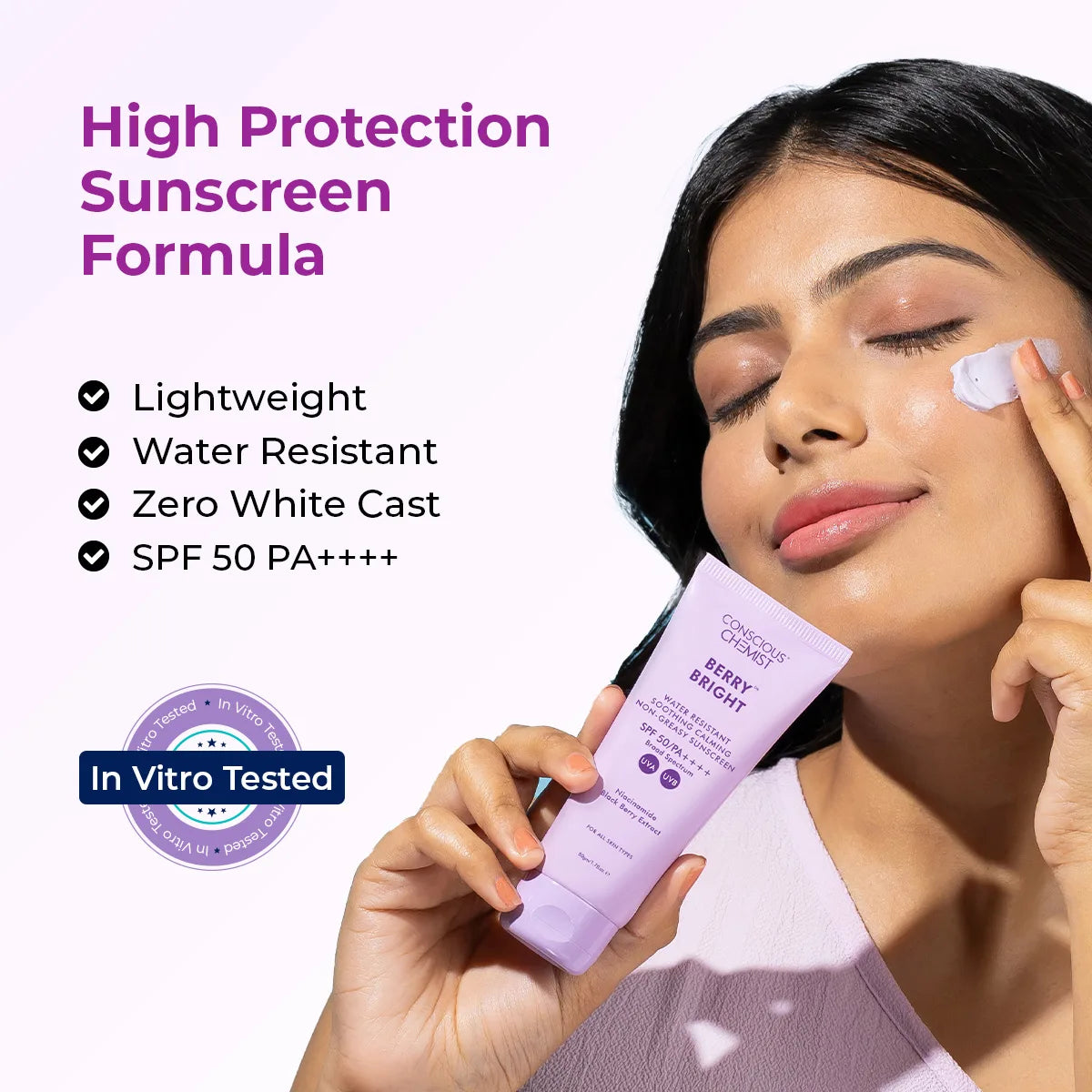 Berry Bright Sunscreen( Pack Of Two ) | SPF 50 PA ++++ & Water Resistant | 2x50 Gms