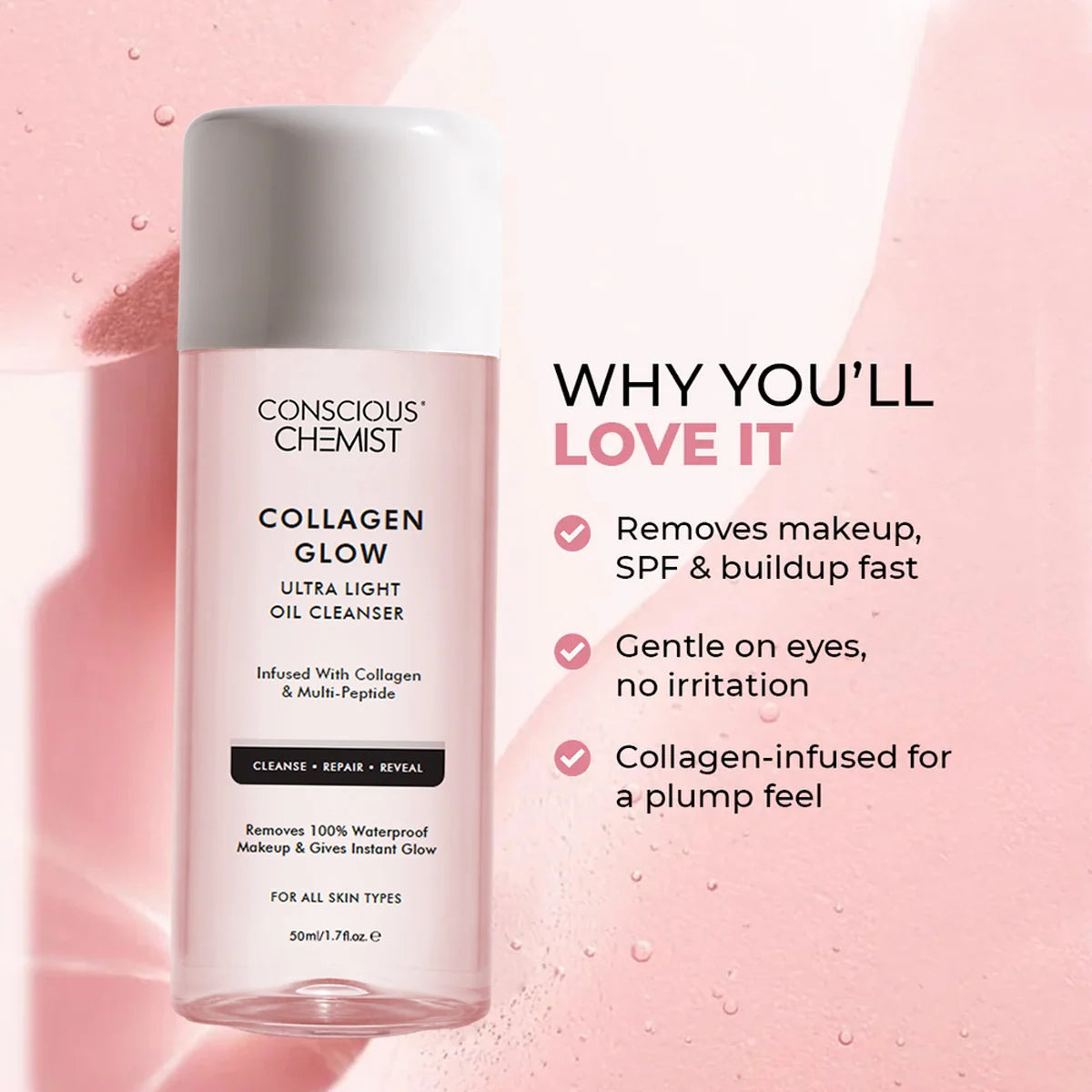 Collagen Glow Ultra-Light Oil Cleanser(Pack of 2) | For Firmer Looking Skin