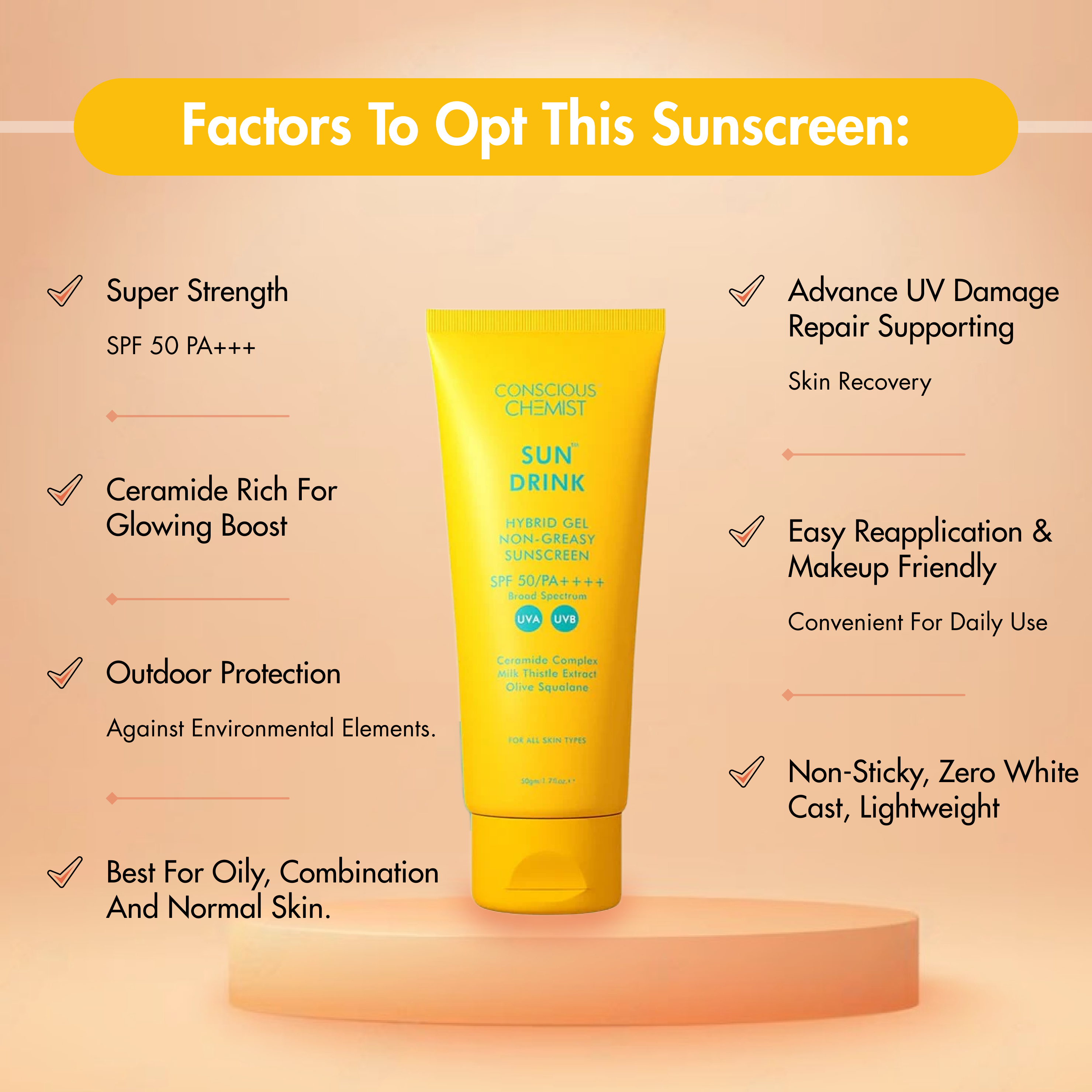 Ceramide Sunscreen | Dewy & Lightweight | SPF50 PA++++ | Oil-Free