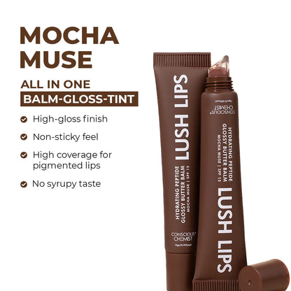Glossy Peptide Lip Balm | Mocha Muse | Hydrates & Plumps | Lush Lips