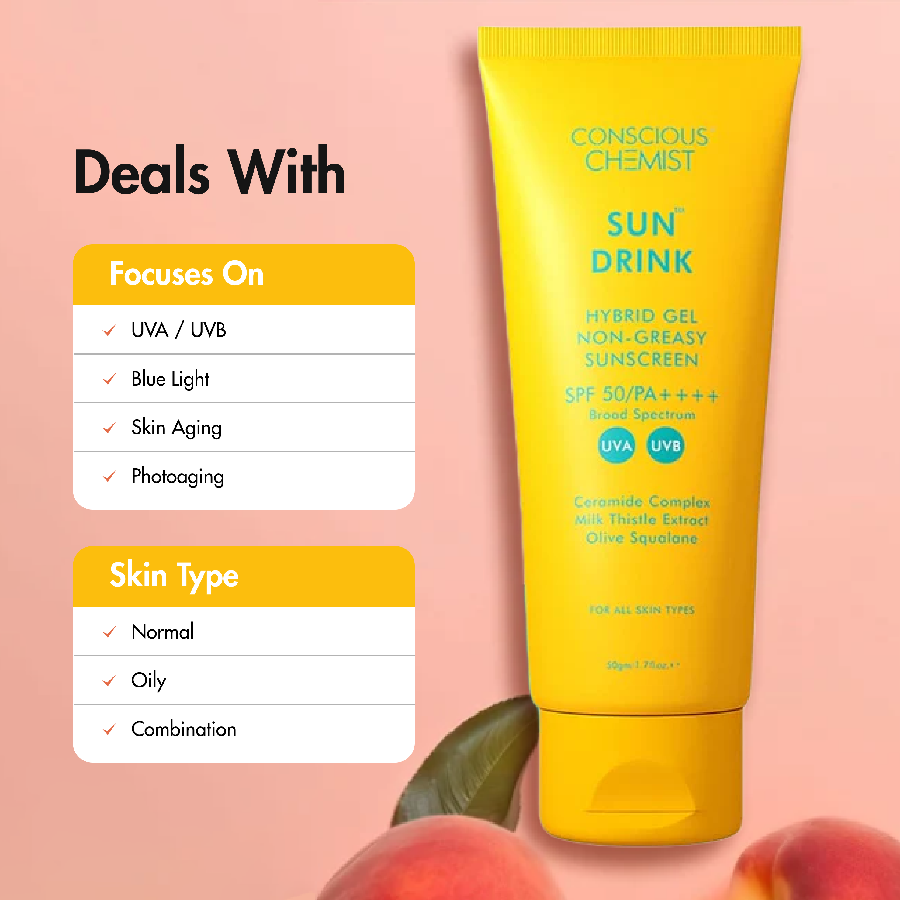 Ceramide Sunscreen | SPF50 PA++++ | Dewy, Lightweight, & Oil-Free | 50 gm