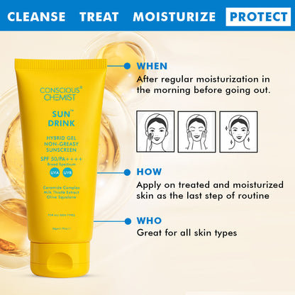 Ceramide Sunscreen | SPF50 PA++++ | Dewy, Lightweight, & Oil-Free | 50 gm