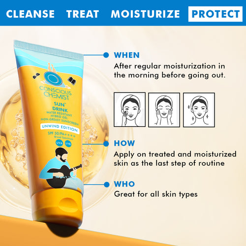 Sun Drink Unwind Edition Ceramide Sunscreen | SPF 50 PA++++ | 50 gms | Flash Sale