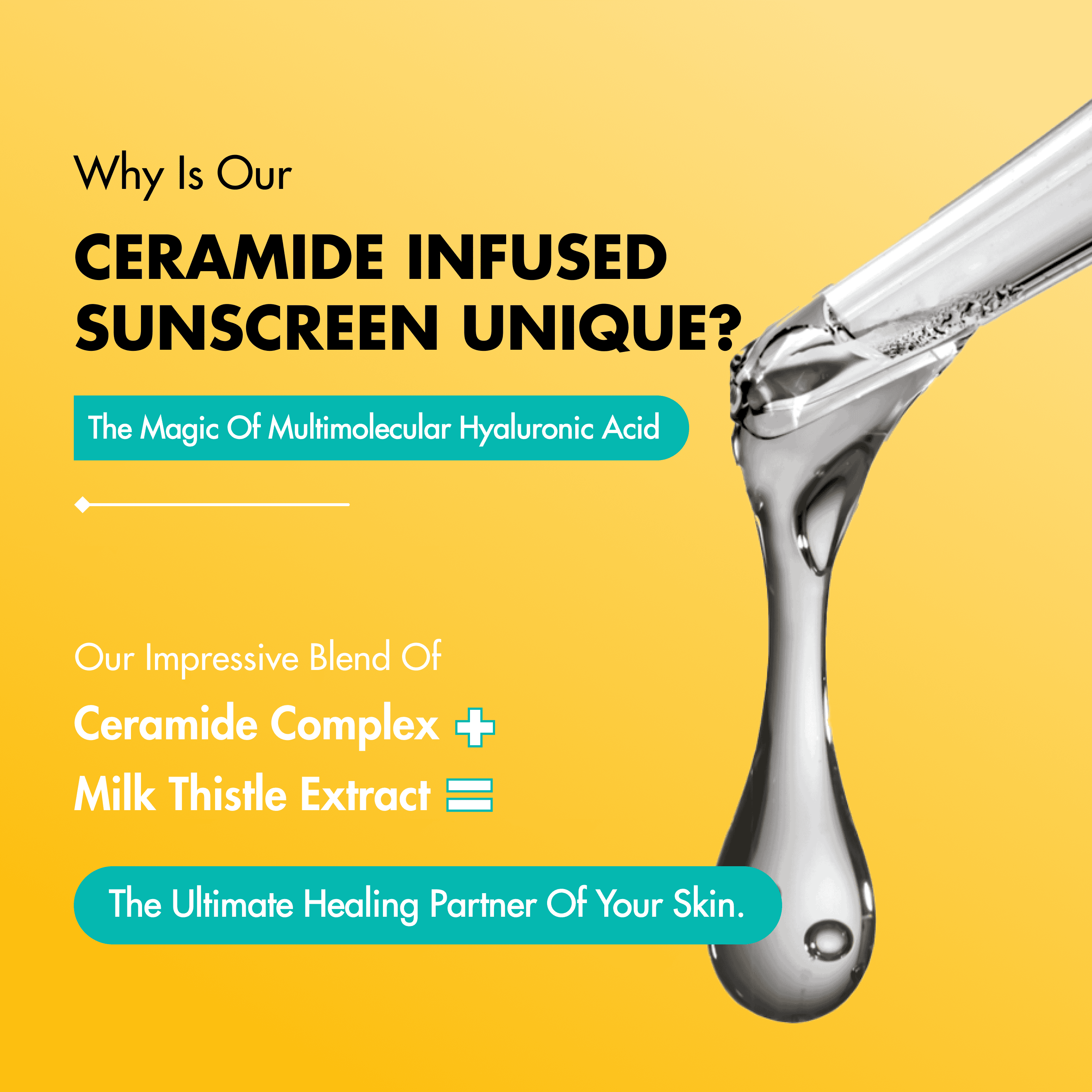 Ceramide Sunscreen | SPF50 PA++++ | Dewy, Lightweight, & Oil-Free | 50 gm