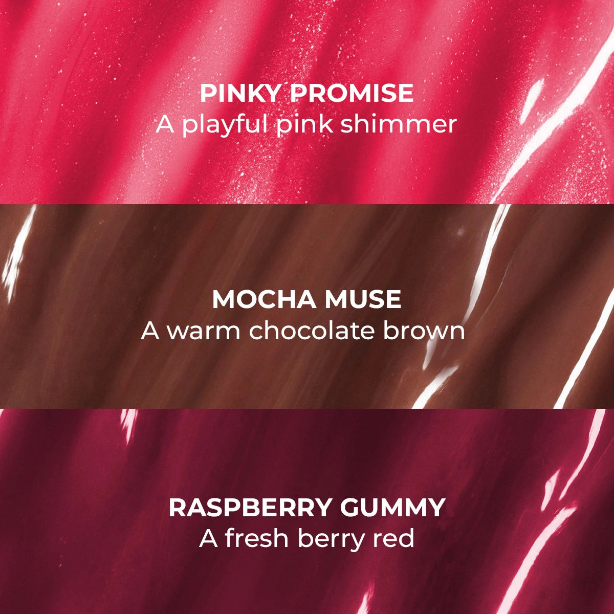 Lush Lips Trio | Mocha Muse + Pinky Promise + Raspberry Gummy | Glossy Peptide Lip Balm | 15 gms