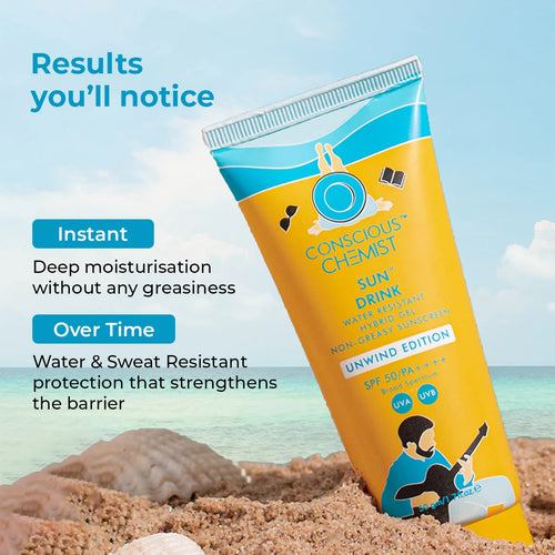 Sun Drink Unwind Edition Ceramide Sunscreen | SPF 50 PA++++ | 50 gms | Flash Sale