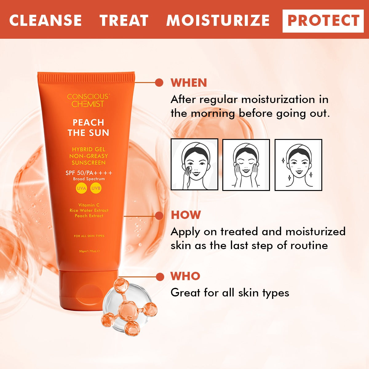 Vitamin C Sunscreen | SPF 50 PA++++ | Zero Whitecast | 50 gm